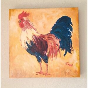 Rooster Canvas Art Print 16x16 Cottage Stretched Joan Papathakis Farmhouse‎
